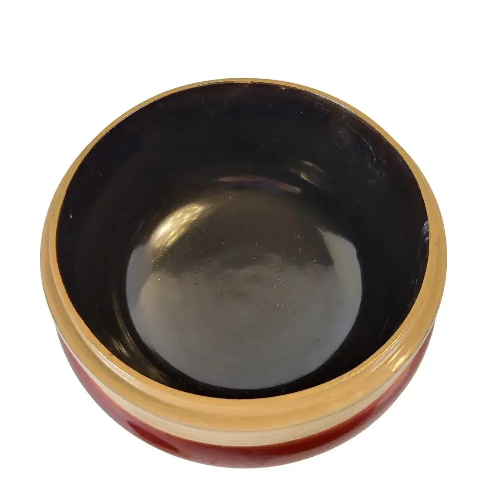Vintage Japanese Lacquer Trinket Box Red Bamboo Design 4